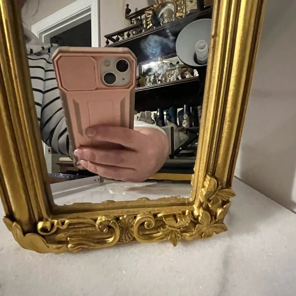Table top mirror gold ornate frame with butterfly